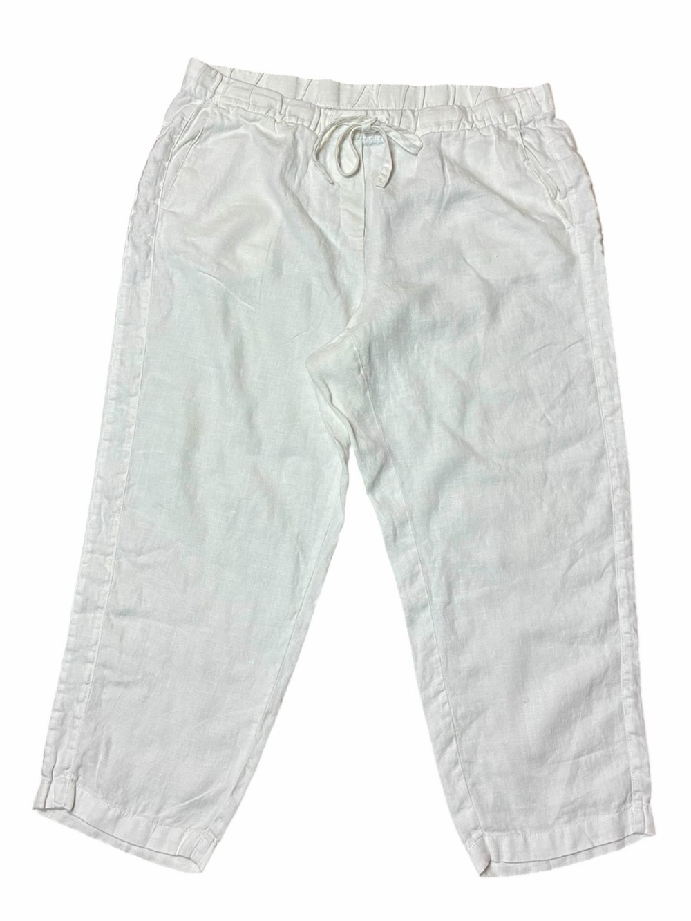 Pure J. Jill 100% Linen White Drawstring Pants with Pockets Women's Size Large